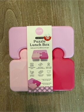 Core Home 3 Section puzzle lunch box dishwasher safe Durable kids pink NEW!